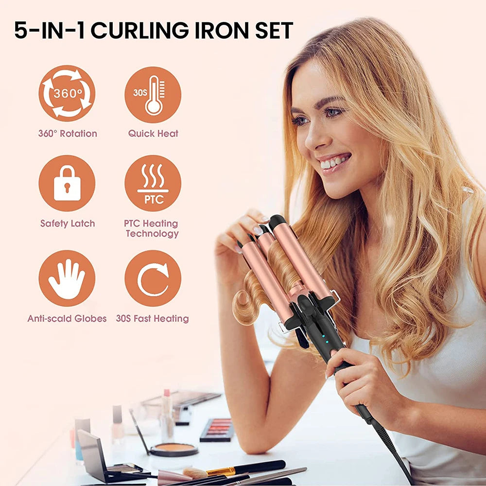 HAOYUNMA 5 In 1 Hair Waver And 3 Barrel CurlingIron