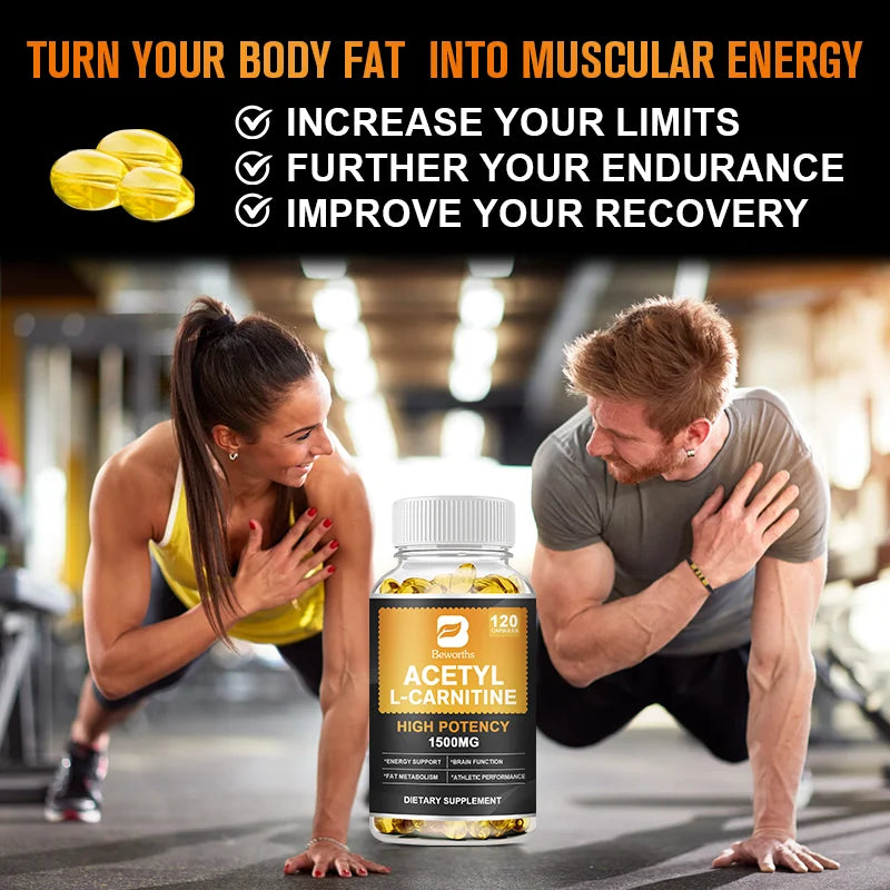 Beworths 1500mg L-Carnitine Capsules For Muscle Growth Energy