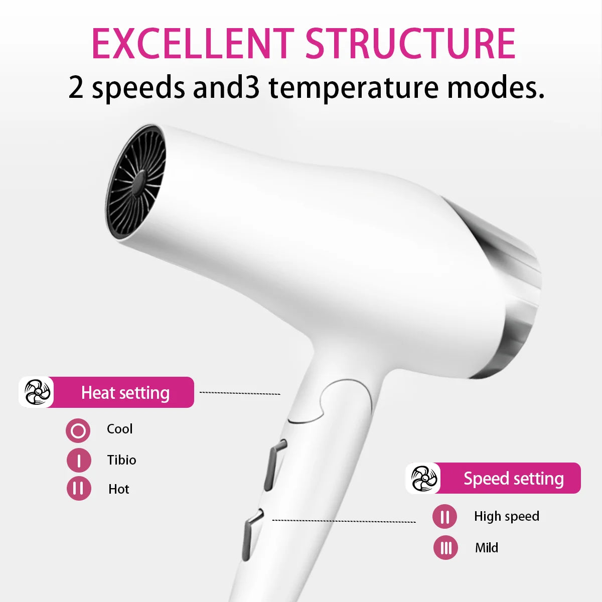 B BEICHEN Foldable Hair Dryer With Diffuser For Curly Hair