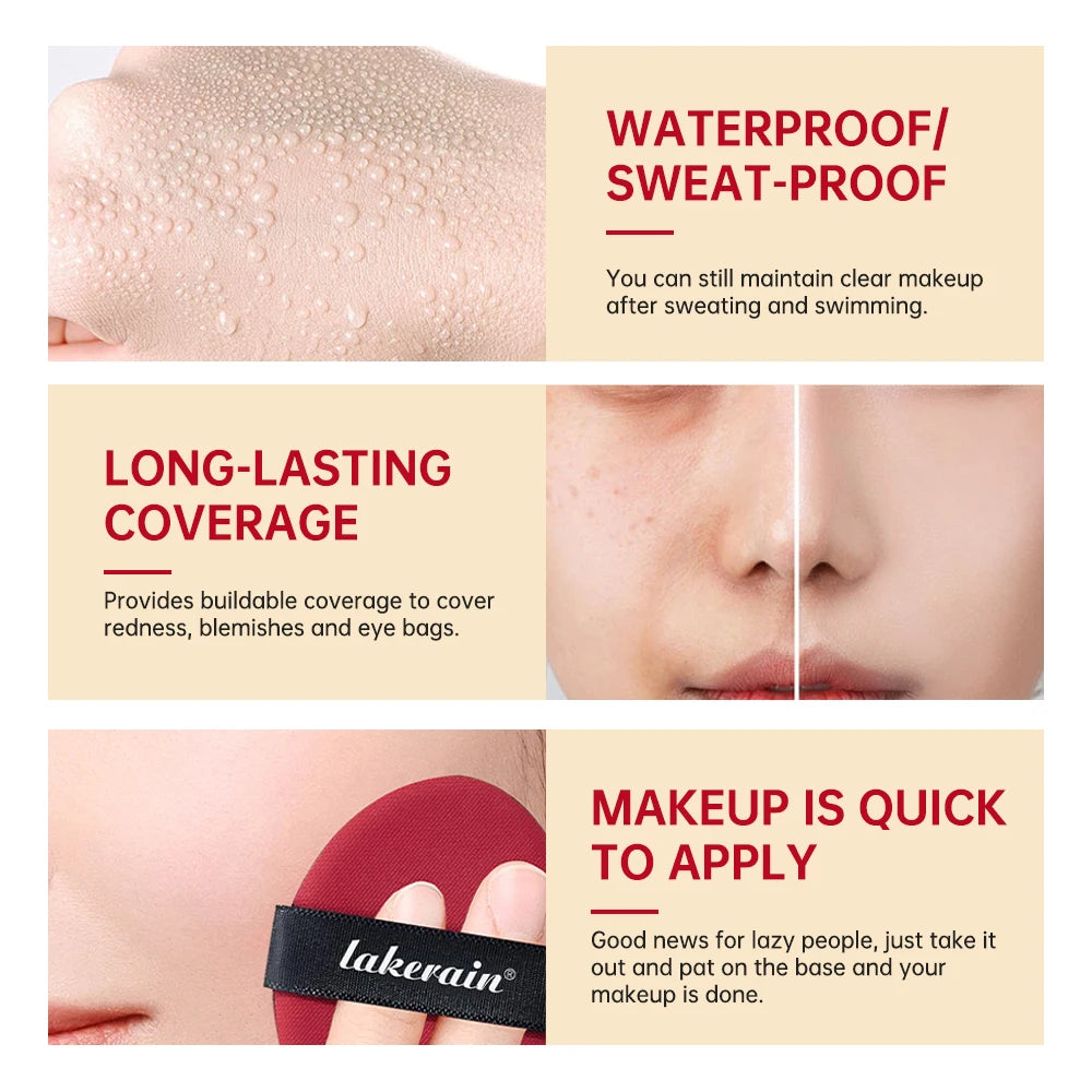 Lakerain Super Cushion Foundation Waterproof Long Lasting Brightening
