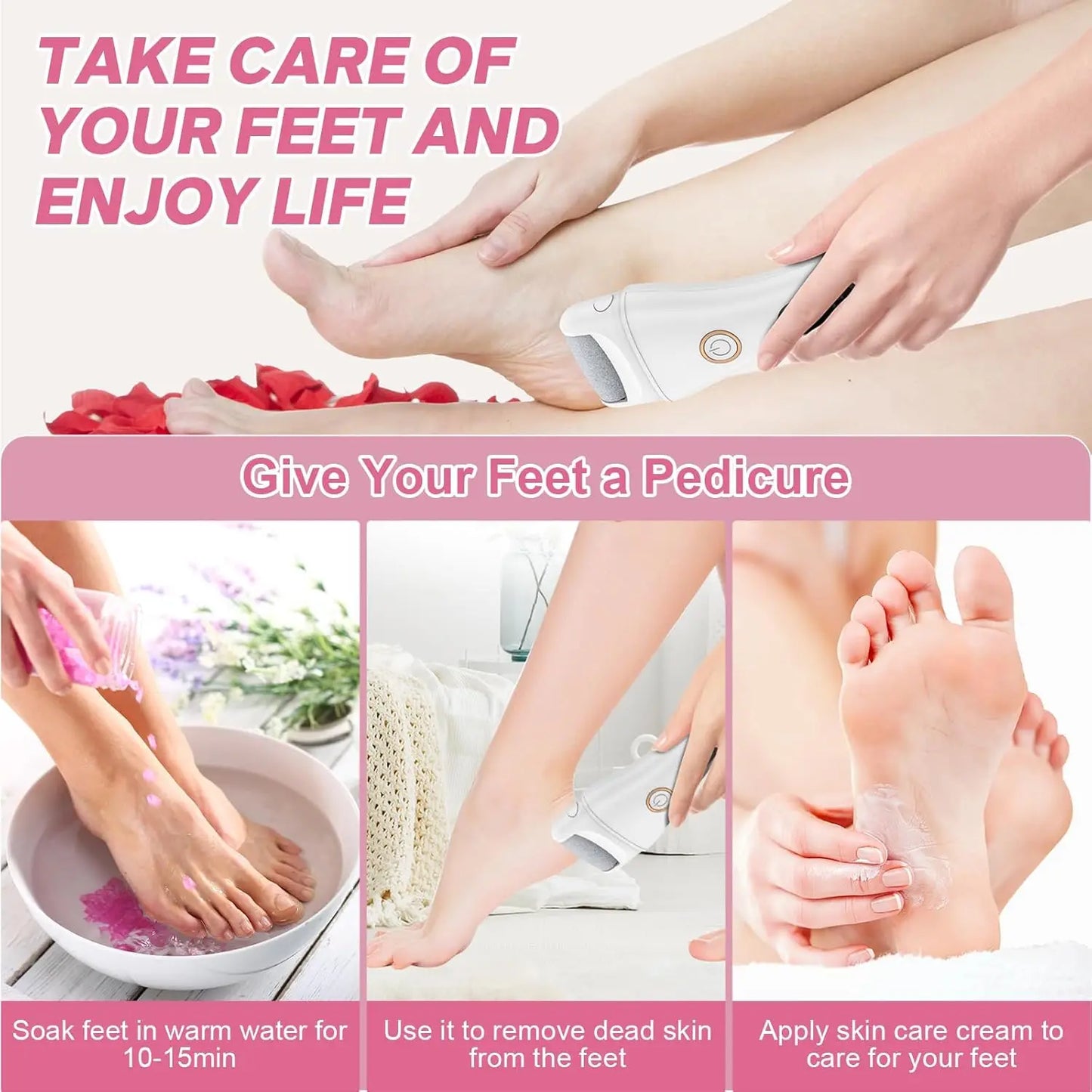 Electric Foot File 3 Speed Callus Remover 16 In One