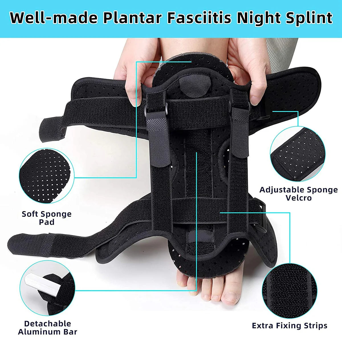 Plantar Fasciitis Night Splint Adjustable Breathable Foot Drop Brace Orthotic