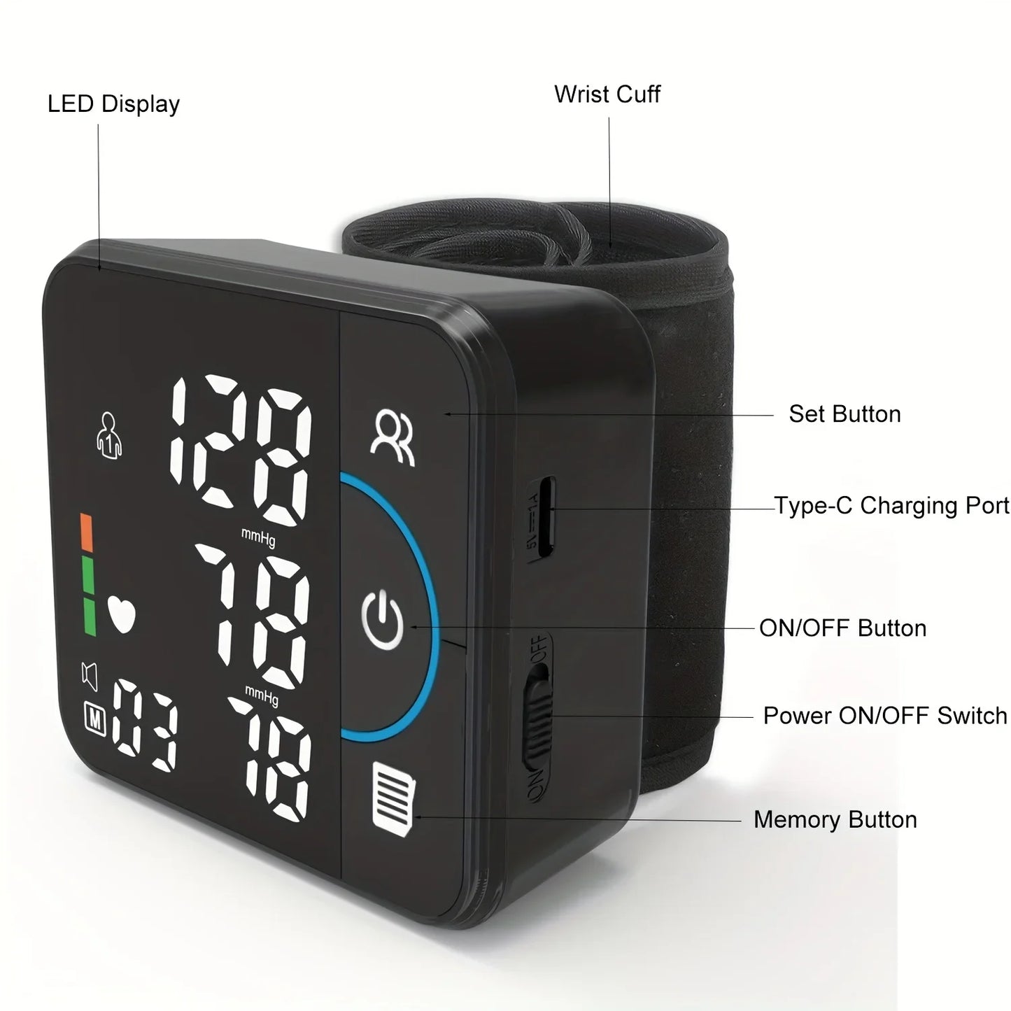 Schbit Portable Wrist Blood Pressure Monitor For Intelligent Precise Readings