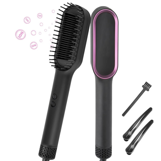 Negative Ion Hair Straightening Brush 2 in 1 Double Voltage