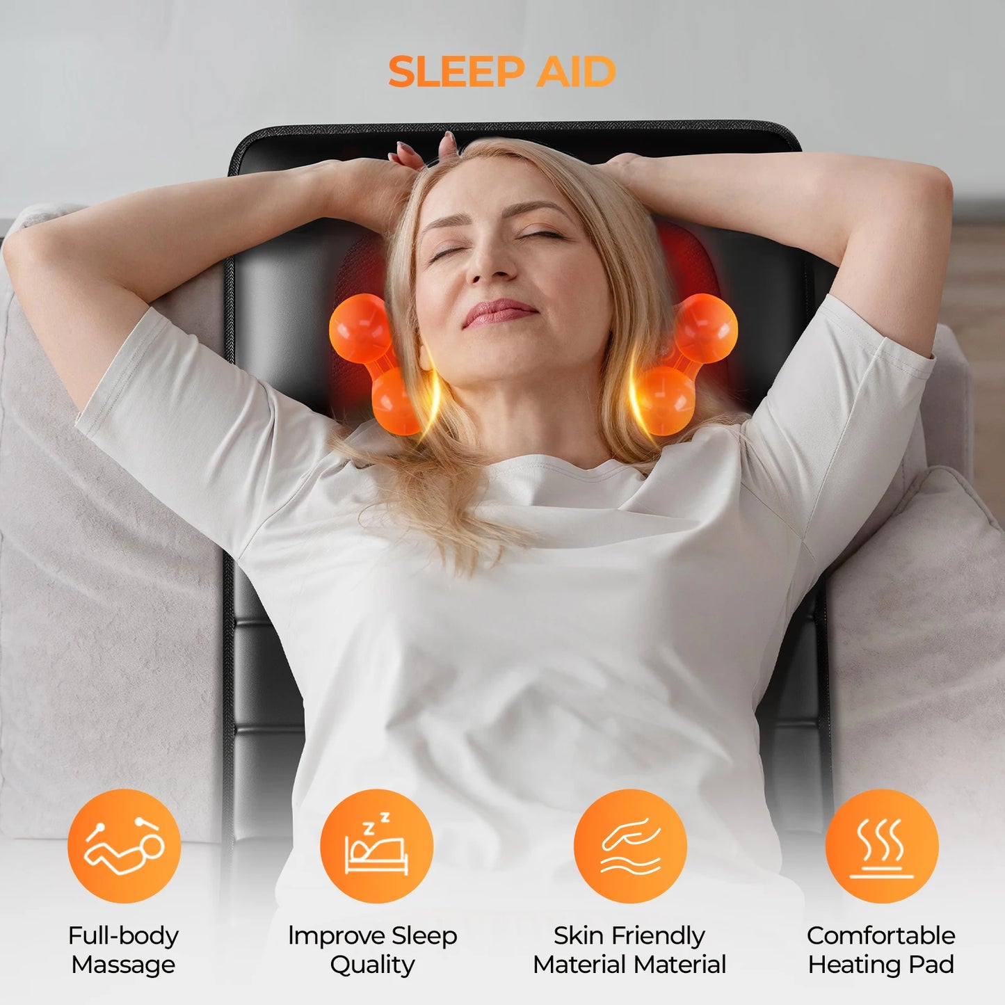 HOMEMASSA Shiatsu Full Body Massage Mat With Heat 9 Levels