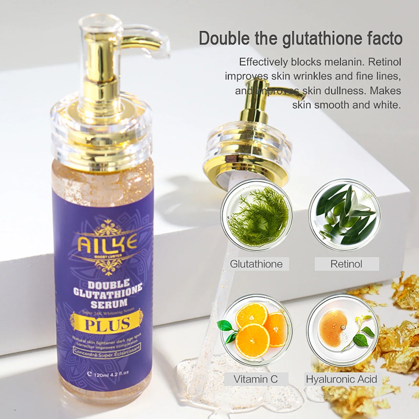 AILKE Double Glutathione Brightening Face Serum for Freckles