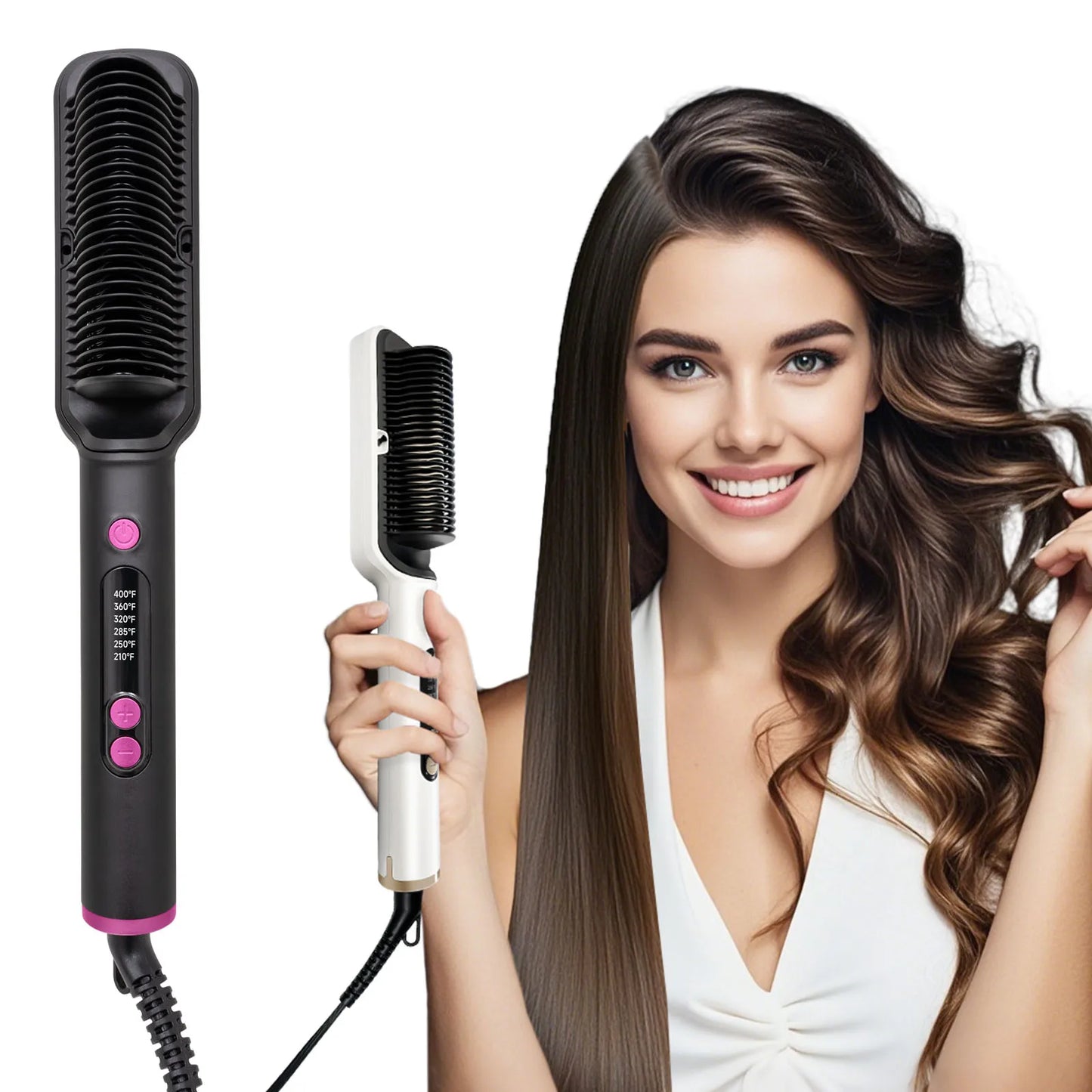 Oudim Hair Straightener Brush With Six Temperature Settings