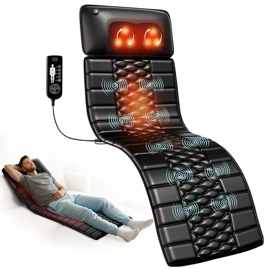 HIMOUTA Shiatsu Full Body Massage Mat With Heat Detachable Pad 10 Motors