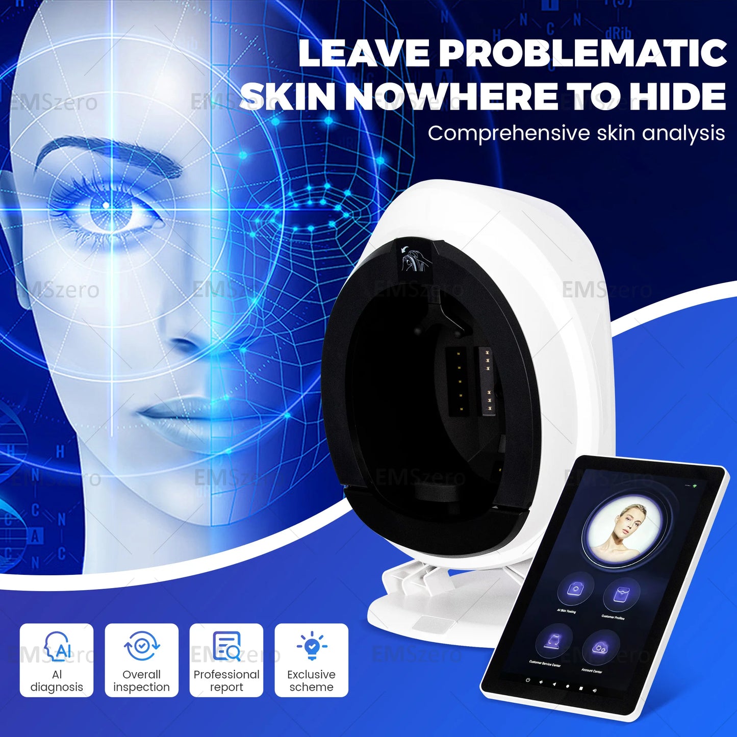3D Facial Skin Analyzer Machine With 8 Light Spectrum Scanner