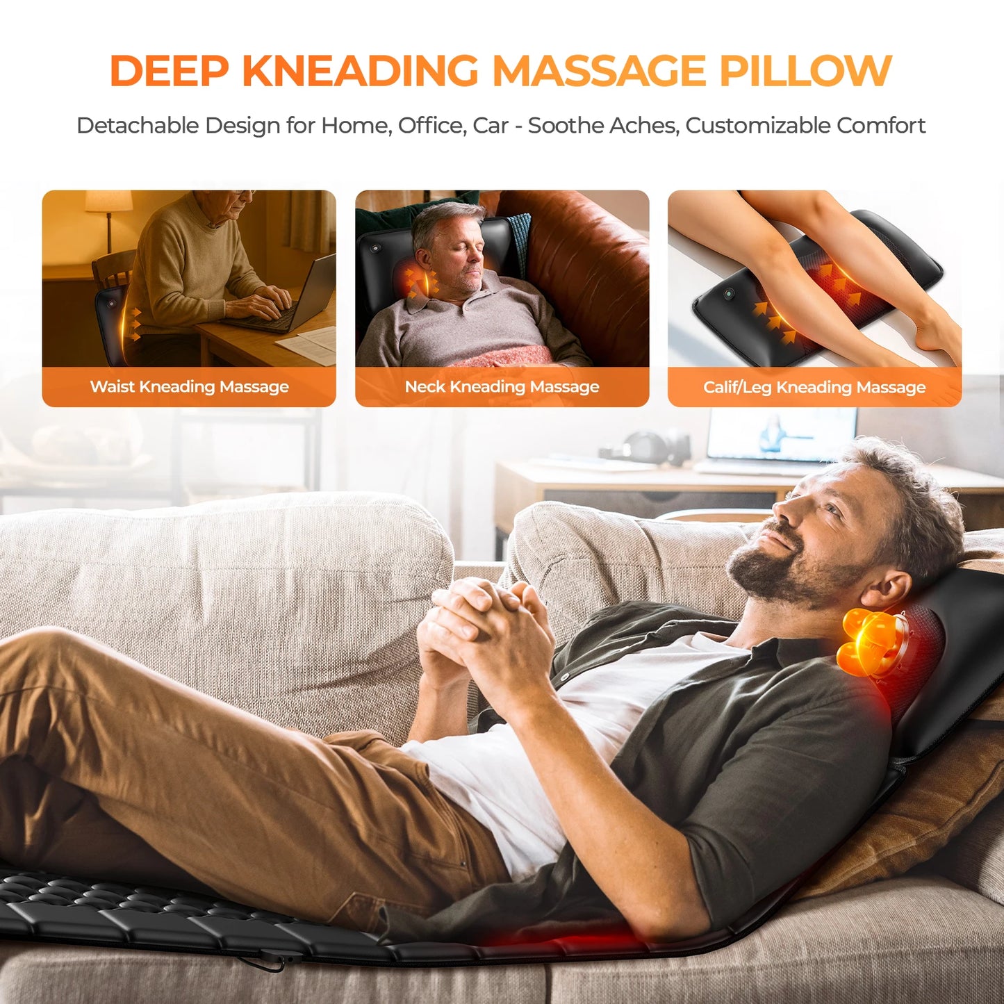 HOMEMASSA Shiatsu Full Body Massage Mat With Heat 9 Levels