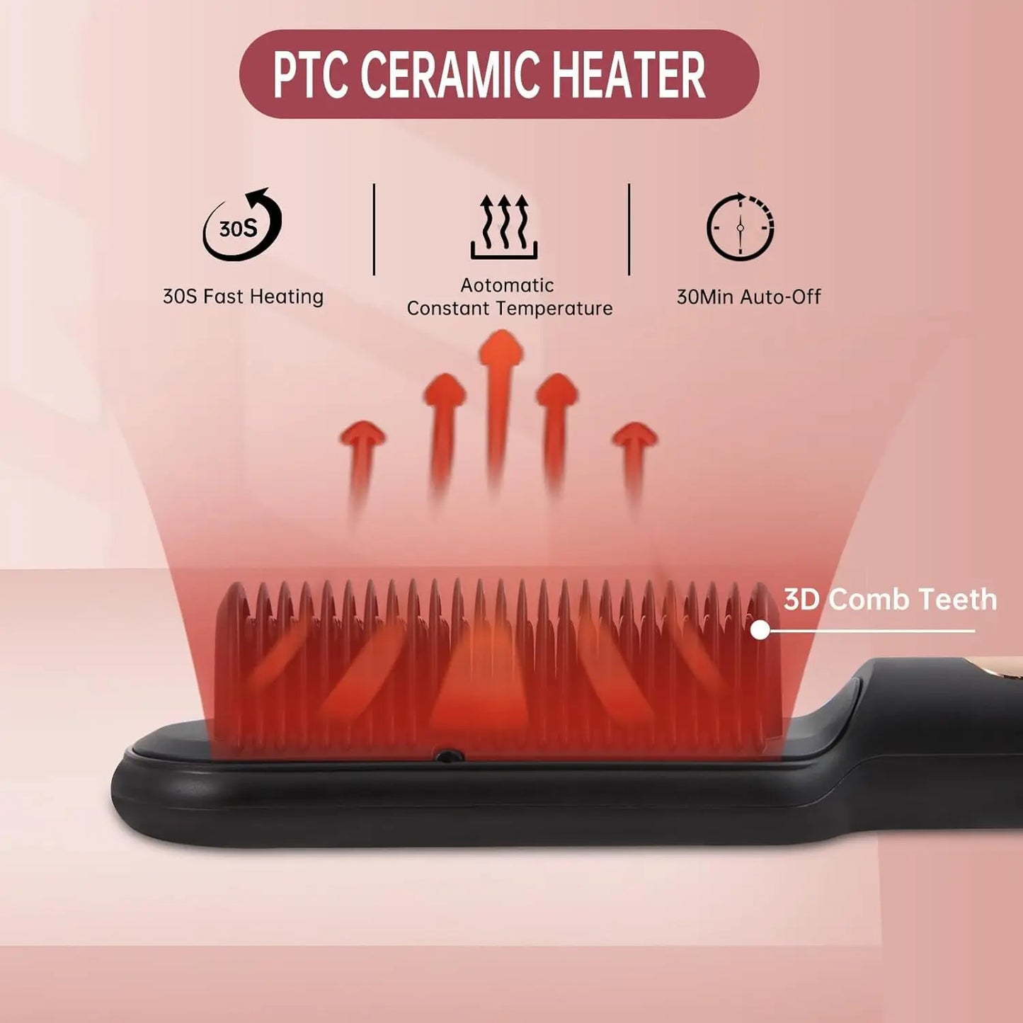 Negative Ionic Hair Straightener Brush AP02 Heating Auto Shut Off