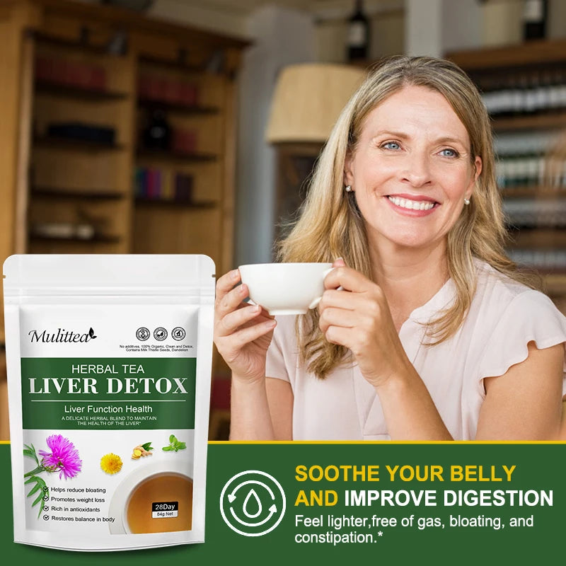 Mulittea Liver Detox Tea With Dandelion Root Milk Thistle Turmeric