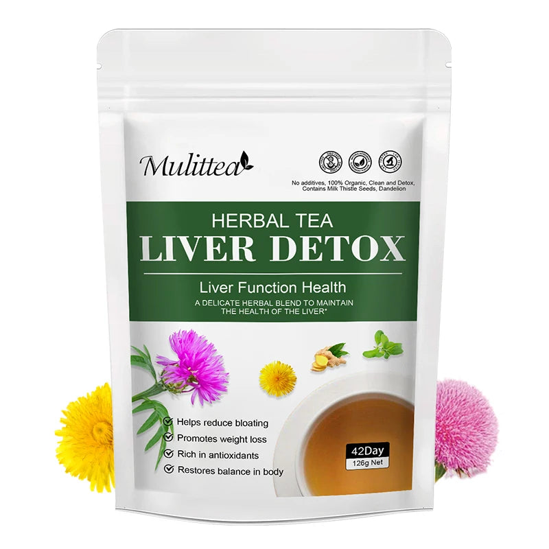 Mulittea Liver Detox Tea With Dandelion Root Milk Thistle Turmeric