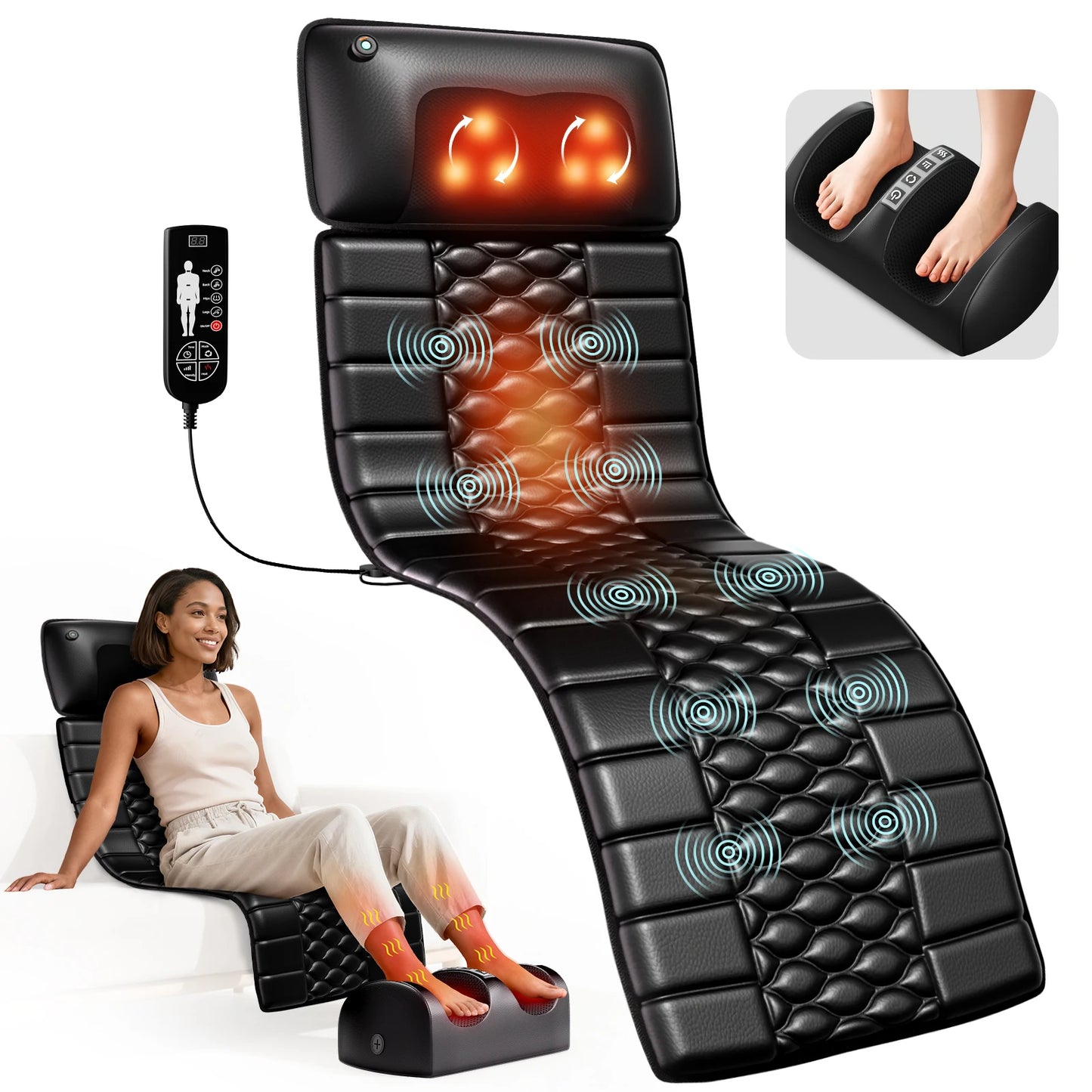 HOMEMASSA Shiatsu Full Body Massage Mat With Heat 9 Levels