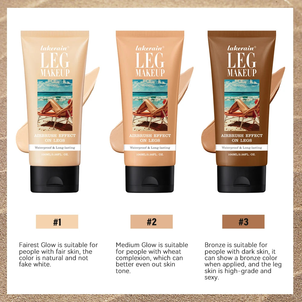 Lakerain Leg Makeup 100ML Long Lasting Moisturizing Waterproof Anti Transfer Concealer Even Skin Tone Body Foundation Leg Makeup