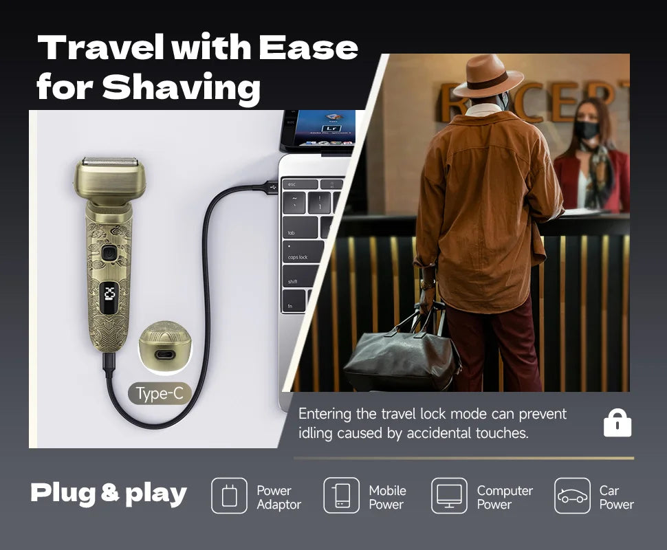 Oudim Bald Head Shaver With Four Floating Blades Wet Dry