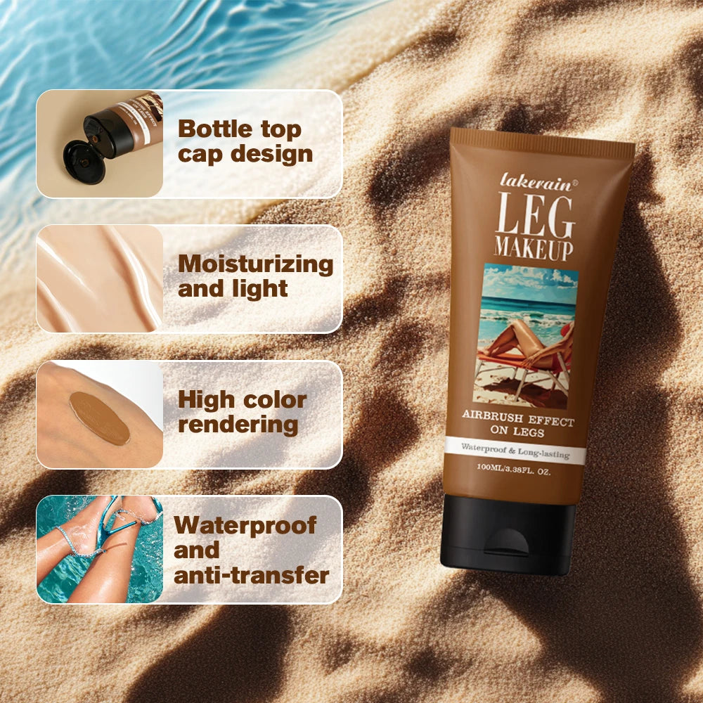 Lakerain Leg Makeup 100ML Long Lasting Moisturizing Waterproof Anti Transfer Concealer Even Skin Tone Body Foundation Leg Makeup