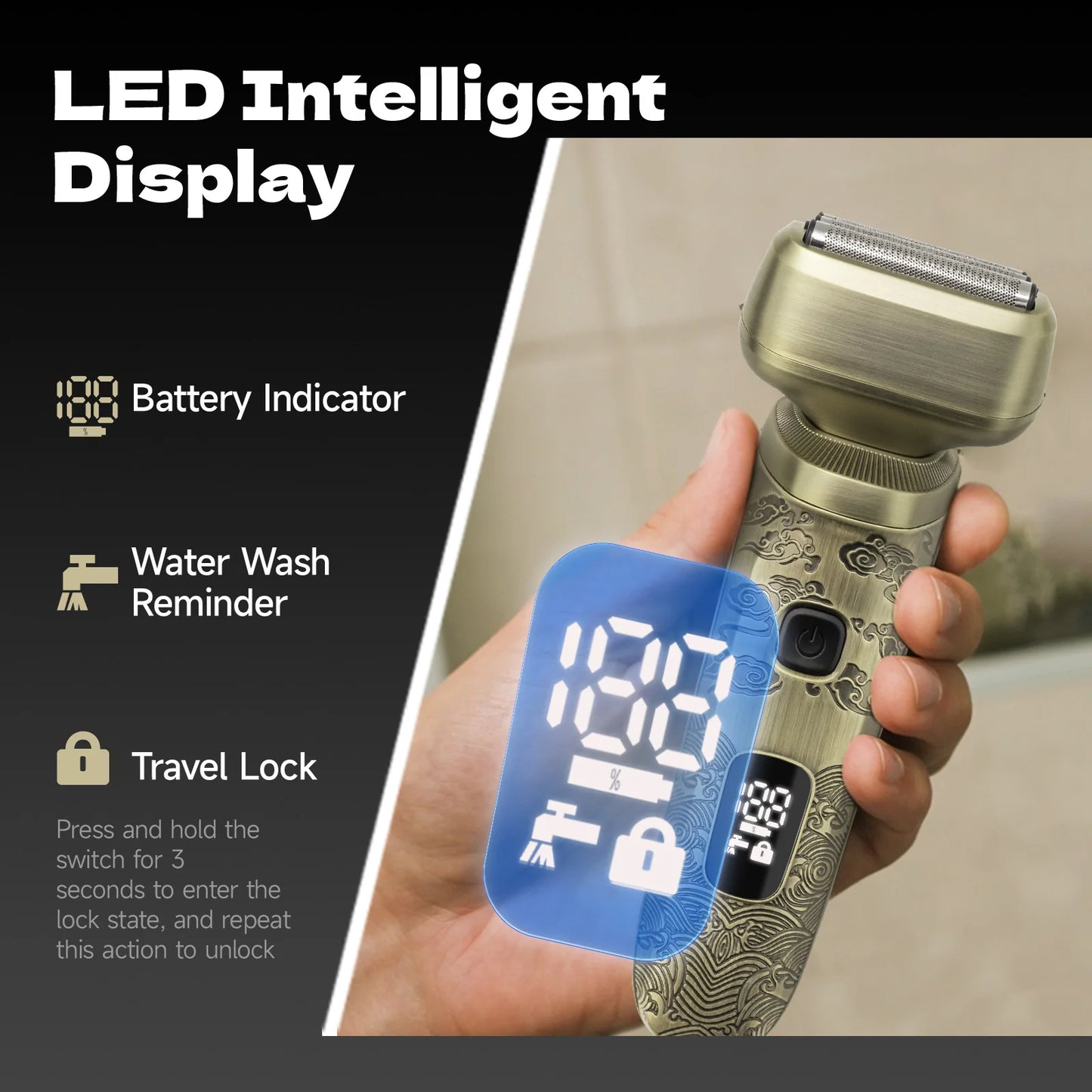 Oudim Bald Head Shaver With Four Floating Blades Wet Dry