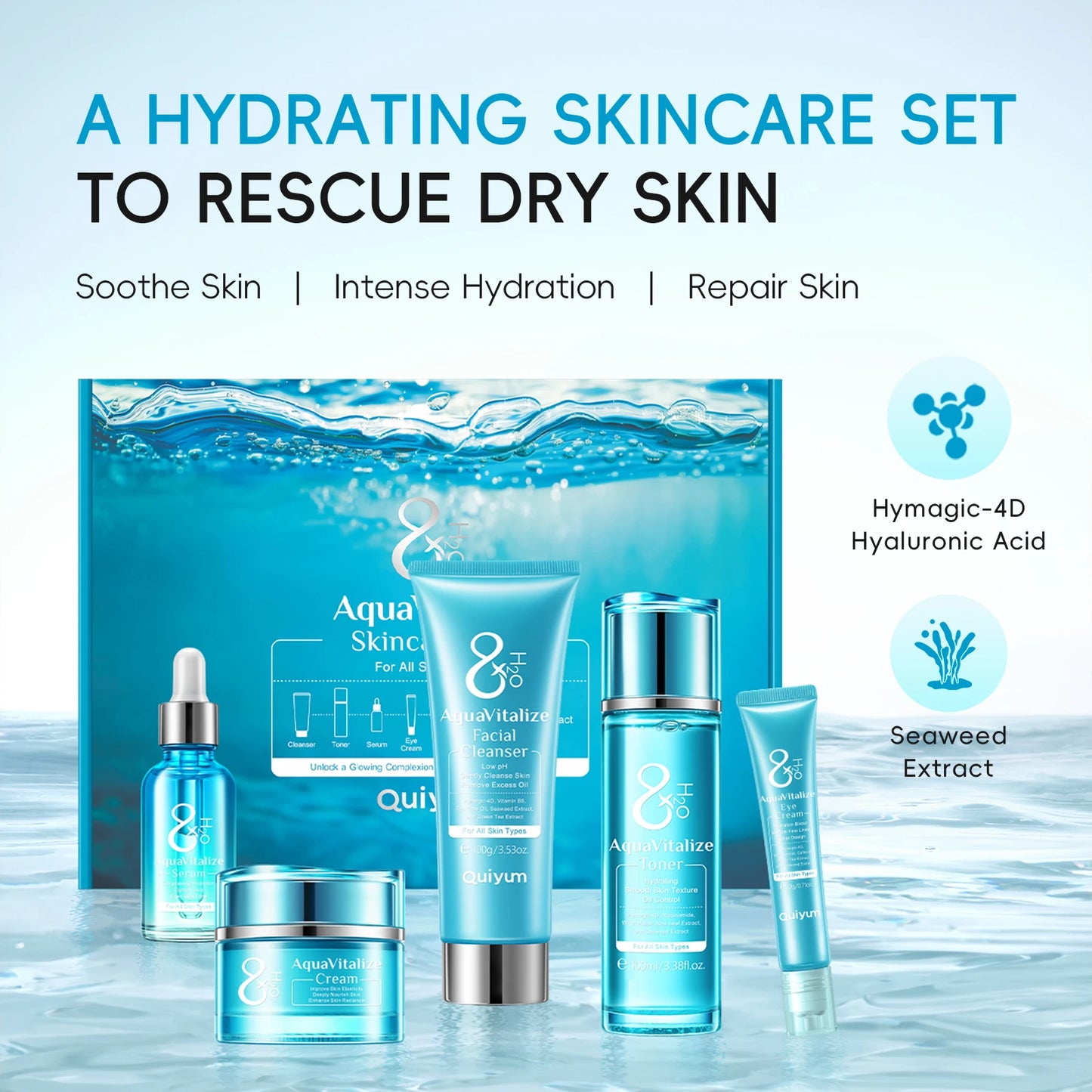 LAIKOU AquaVitalize 8X Hydration Skincare Set 5Pc Deep Hydration Kit