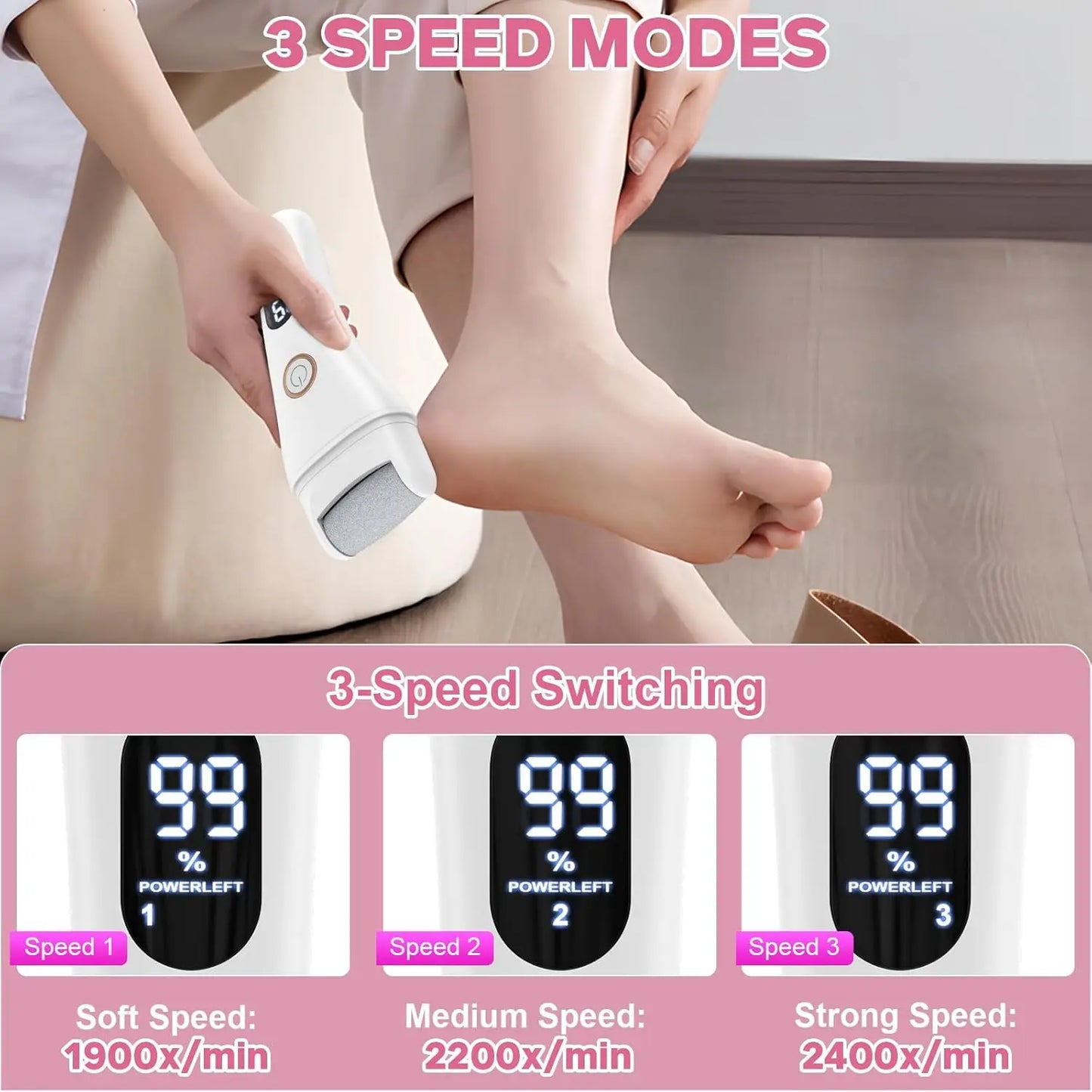 Electric Foot File 3 Speed Callus Remover 16 In One