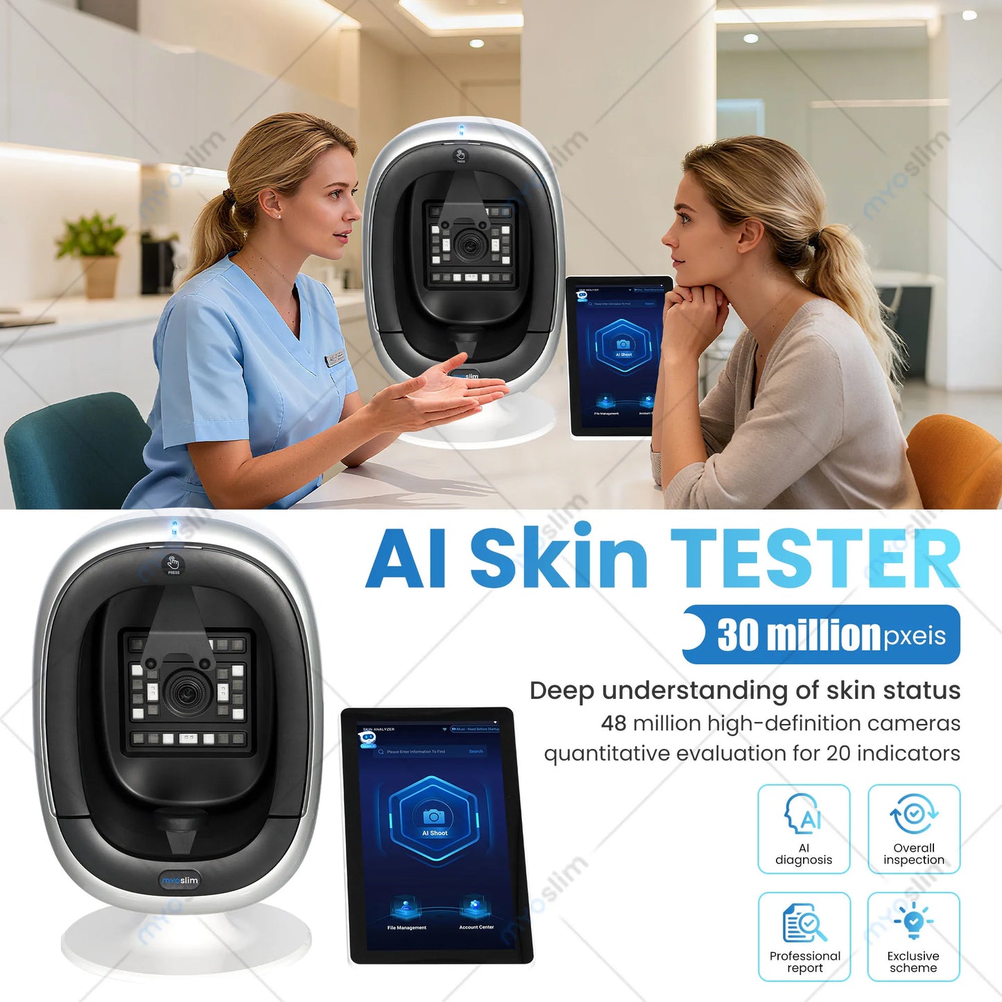 Myoslim AISIA O1 3D AI Facial Skin Analyzer Professional Diagnostics