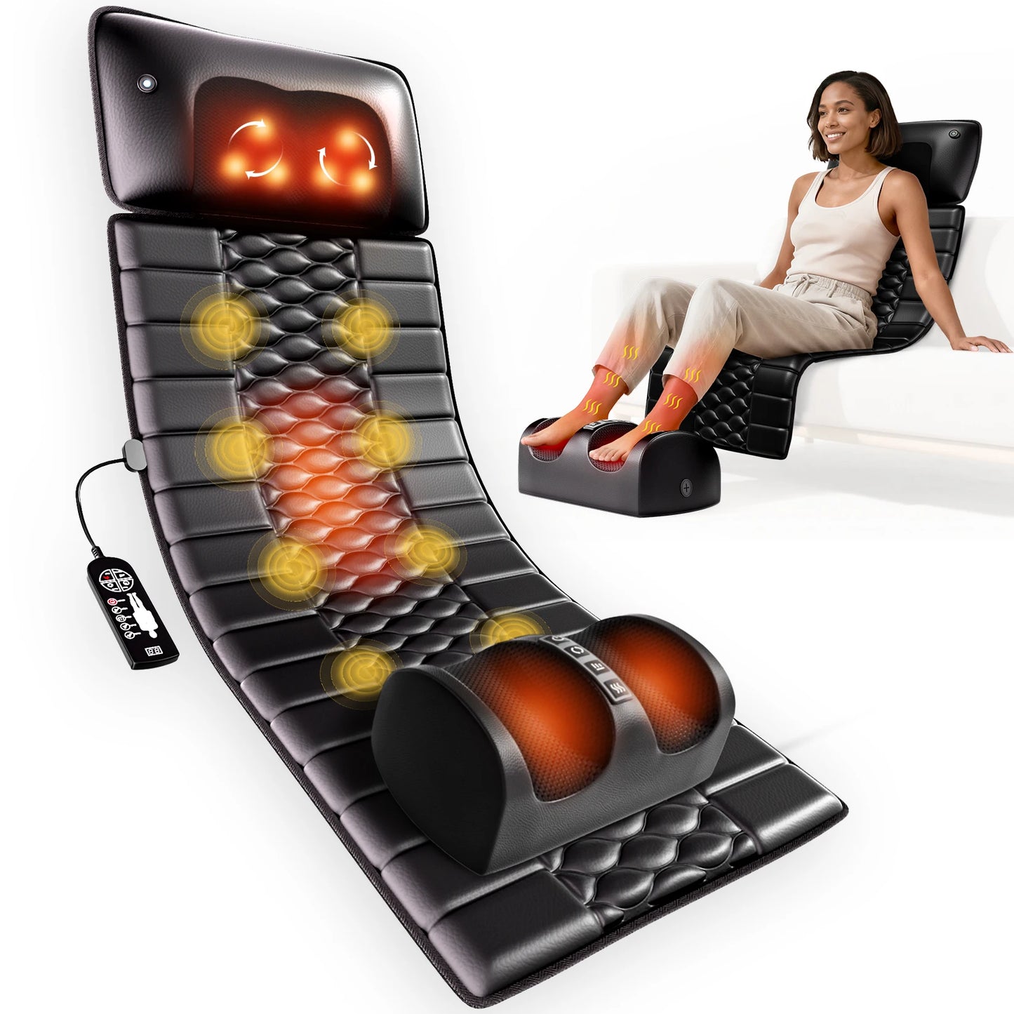 HOMEMASSA Shiatsu Full Body Massage Mat With Heat 9 Levels