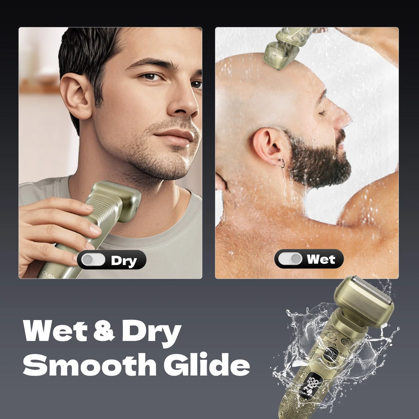 Oudim Bald Head Shaver 4 Floating Blades Wet Dry Rechargeable