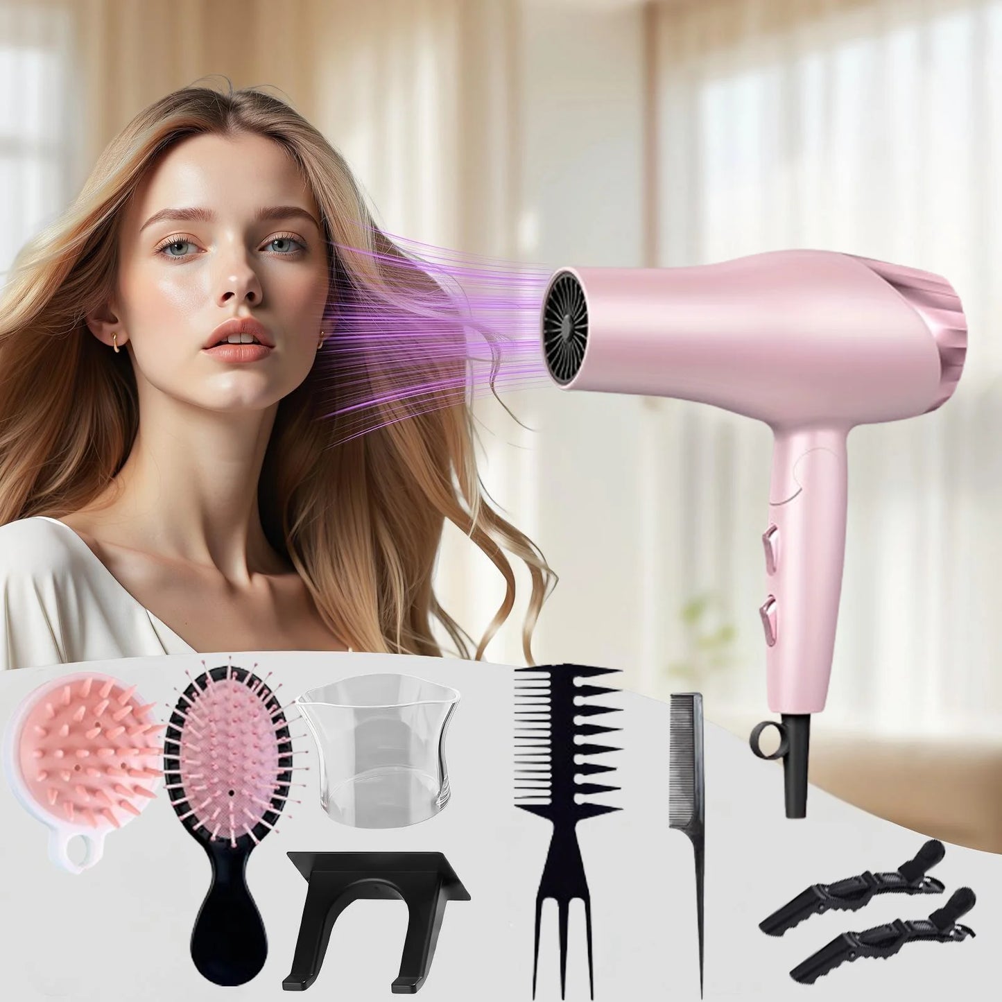 B BEICHEN Foldable Hair Dryer With Diffuser For Curly Hair