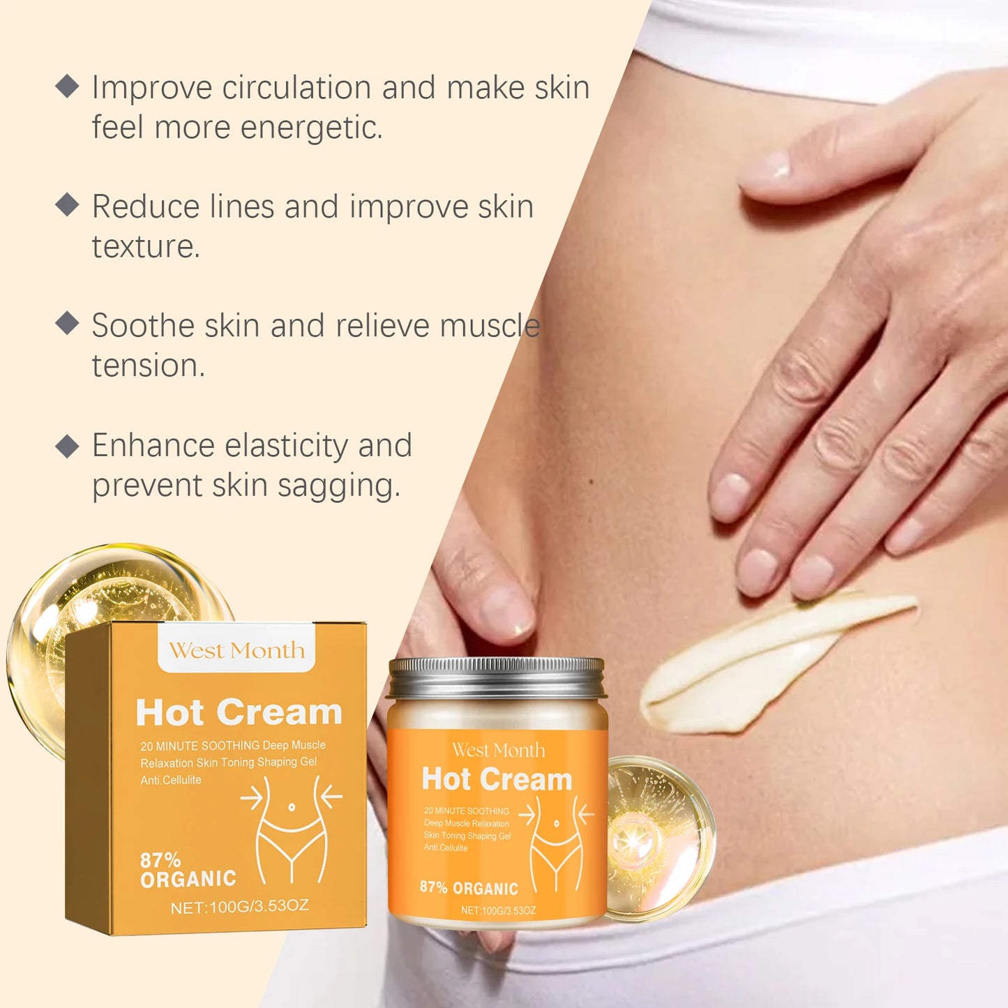 87 Organic Anti Cellulite Slimming Cream Thermogenic Fat Burner Targeted Firming