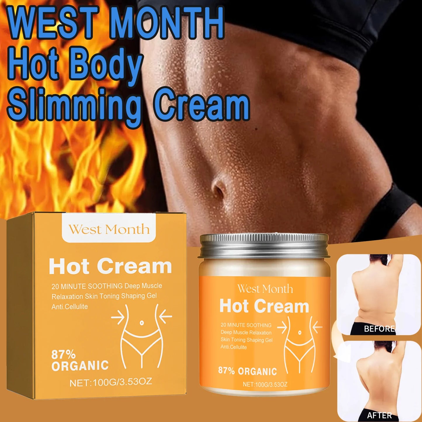 87 Organic Anti Cellulite Slimming Cream Thermogenic Fat Burner Targeted Firming