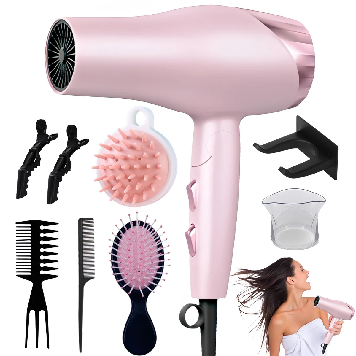 B BEICHEN Foldable Hair Dryer With Diffuser For Curly Hair