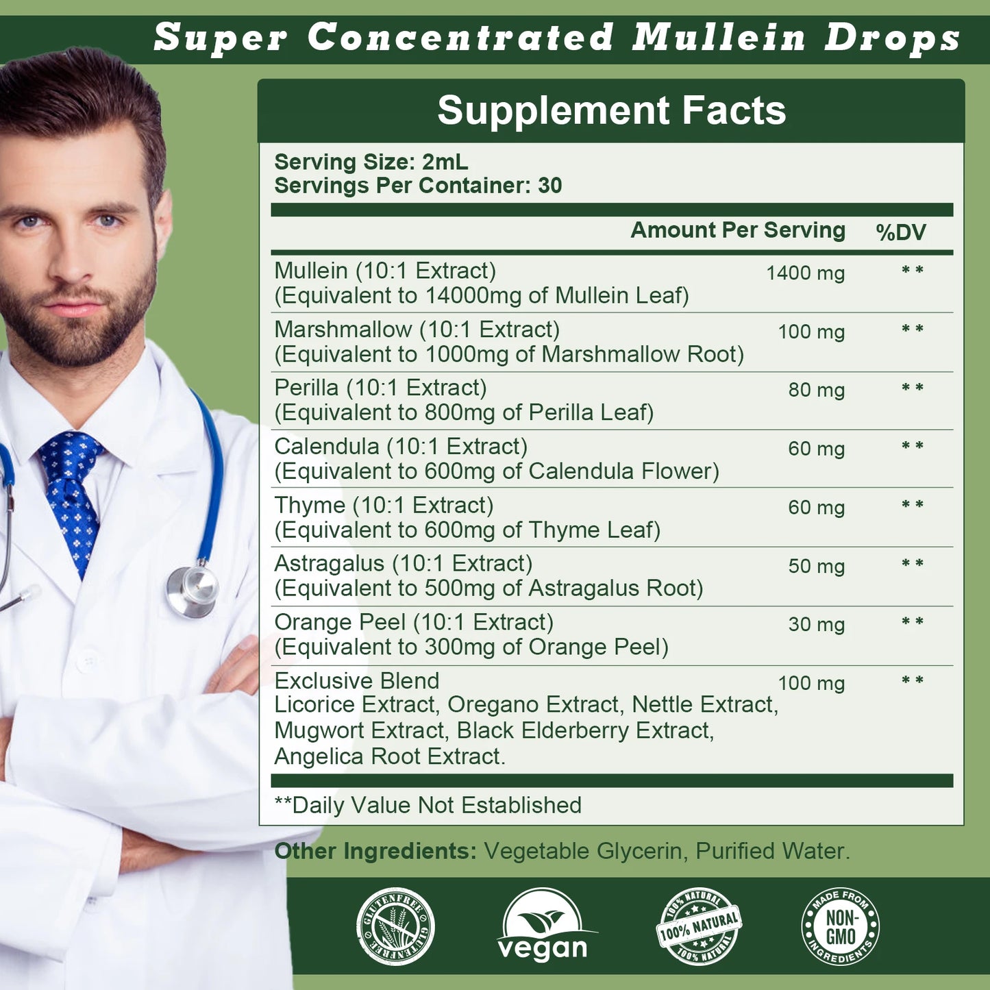 IMATCHME Mullein Leaf Extract Drops Immune Support For Respiratory Health