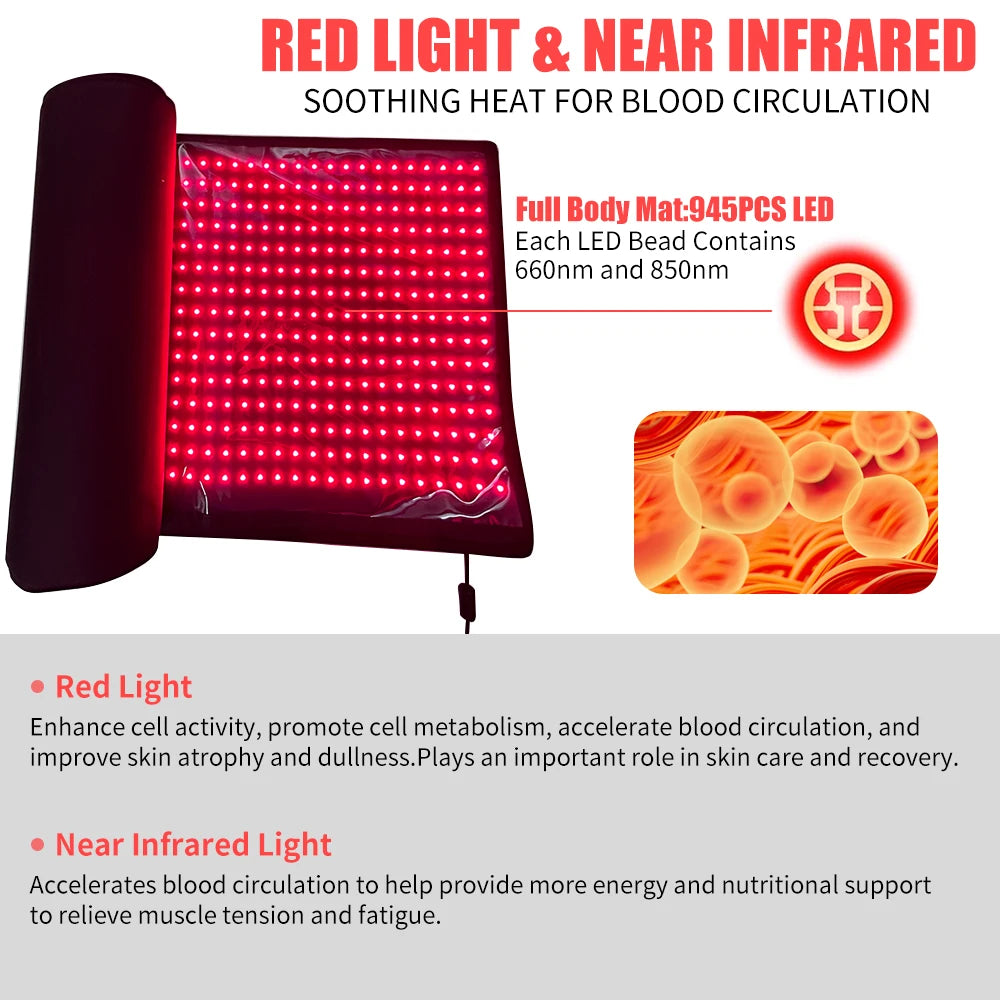 Red Light Therapy Full Body Mat LED Beads Relaxation Pad