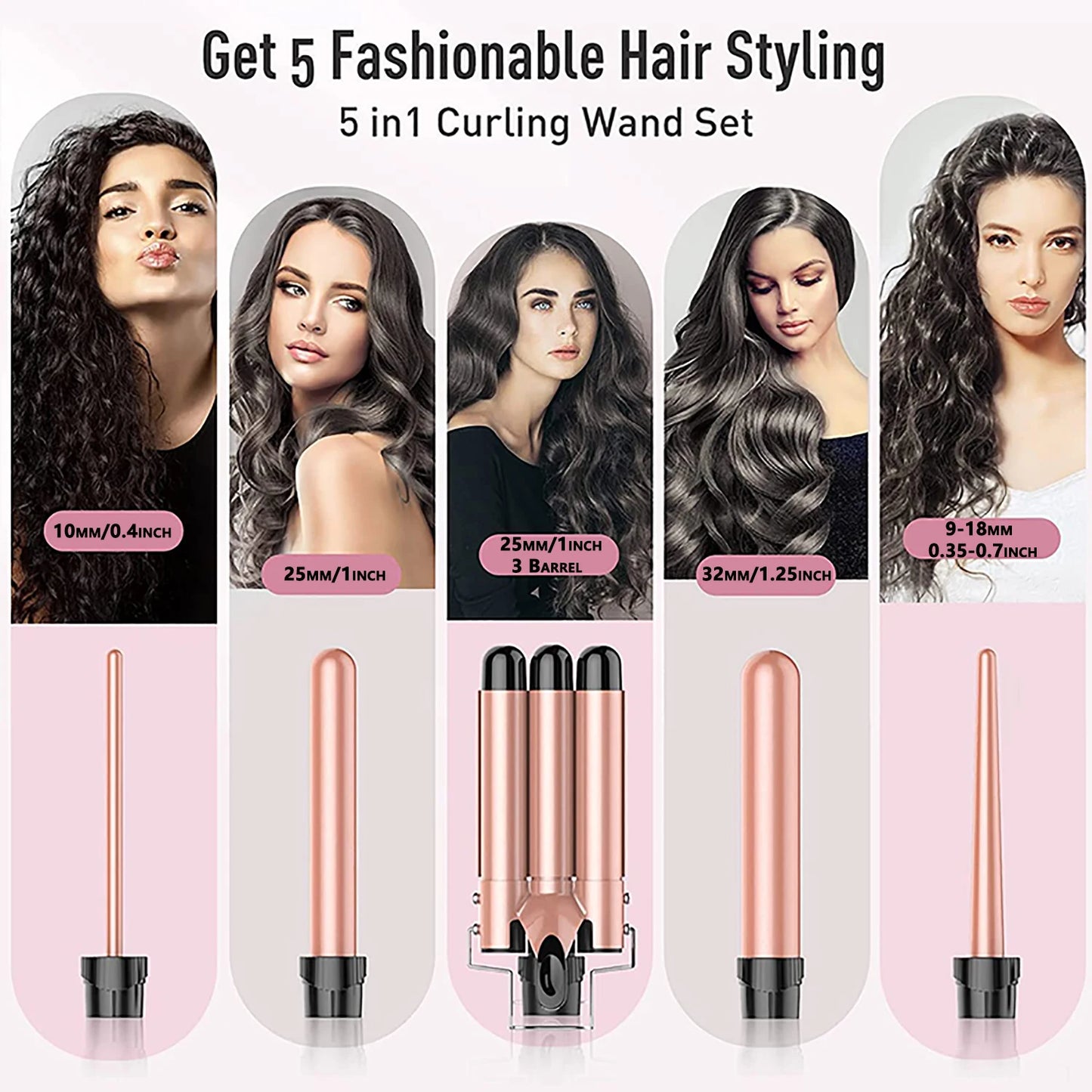 HAOYUNMA 5 In 1 Hair Waver And 3 Barrel CurlingIron