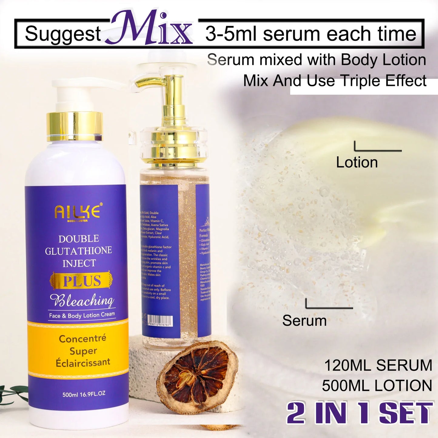 AILKE Double Glutathione Brightening Face Serum for Freckles