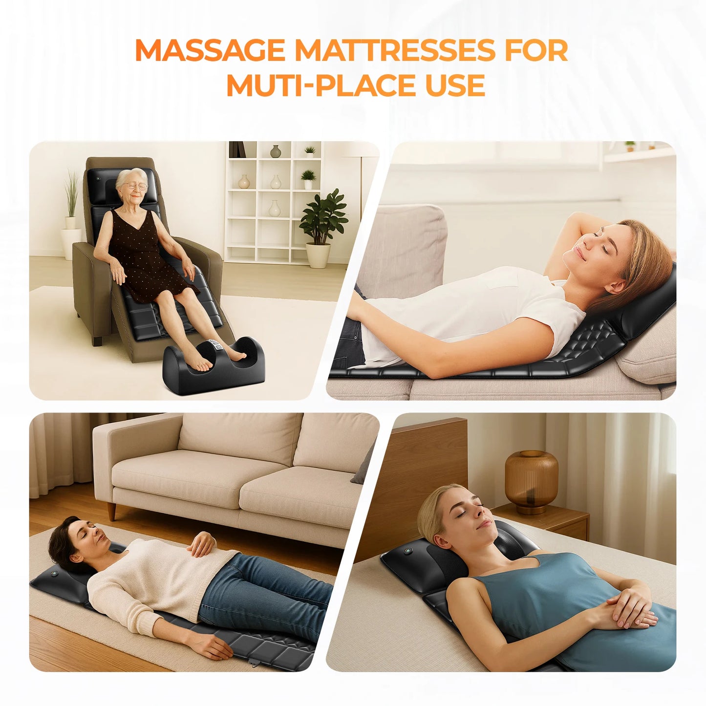 HIMOUTA Shiatsu Full Body Massage Mat With Heat Detachable Pad 10 Motors