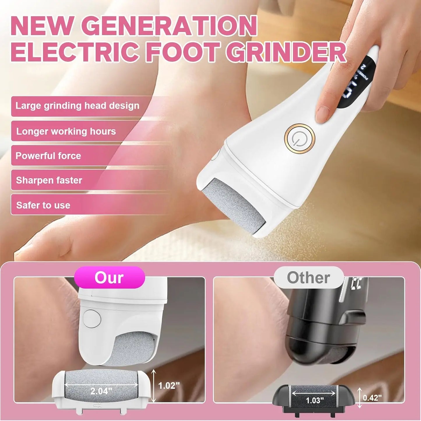 Electric Foot File 3 Speed Callus Remover 16 In One