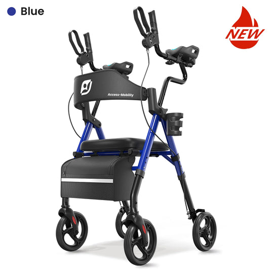 Maidesite Upright Walker Rollator With Padded Seat And Backrest