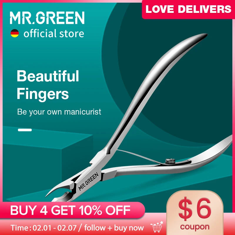 MR.GREEN Nail Cuticle Nipper Stainless Steel Manicure Scissors Tweezer