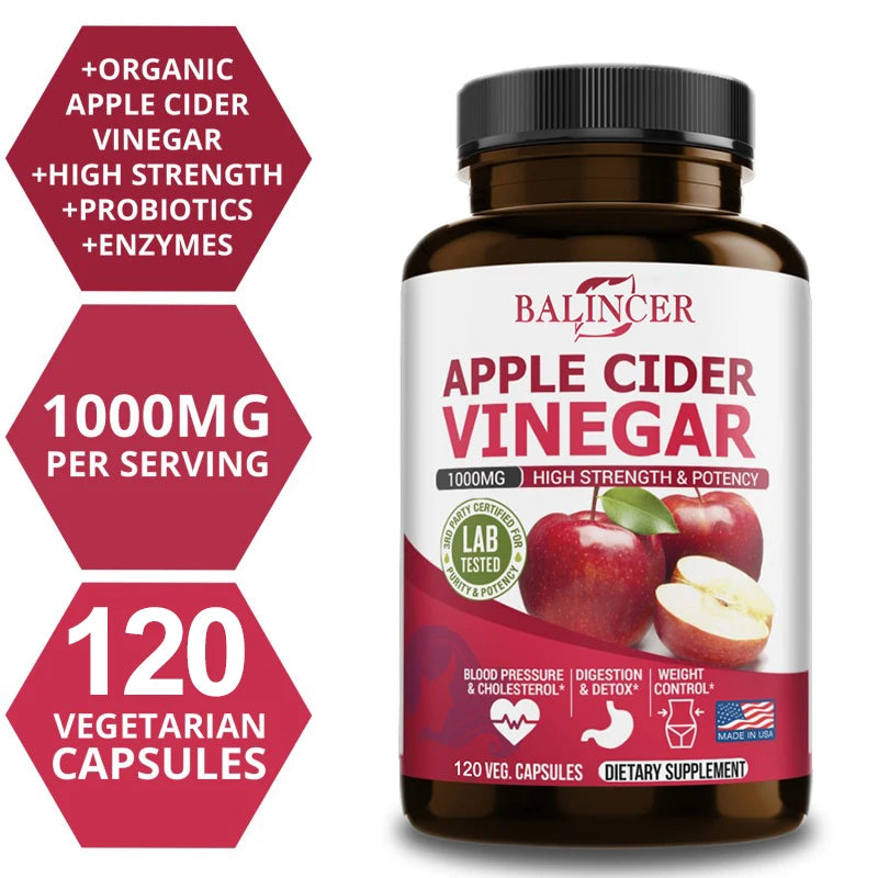 Balincer Organic Apple Cider Vinegar Capsules for Metabolism and Digestion