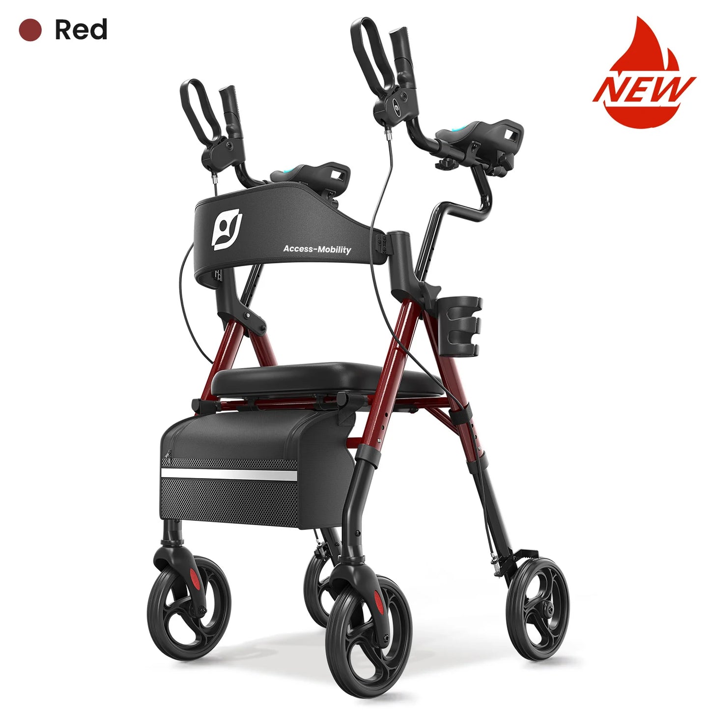 Maidesite Upright Walker Rollator With Padded Seat And Backrest