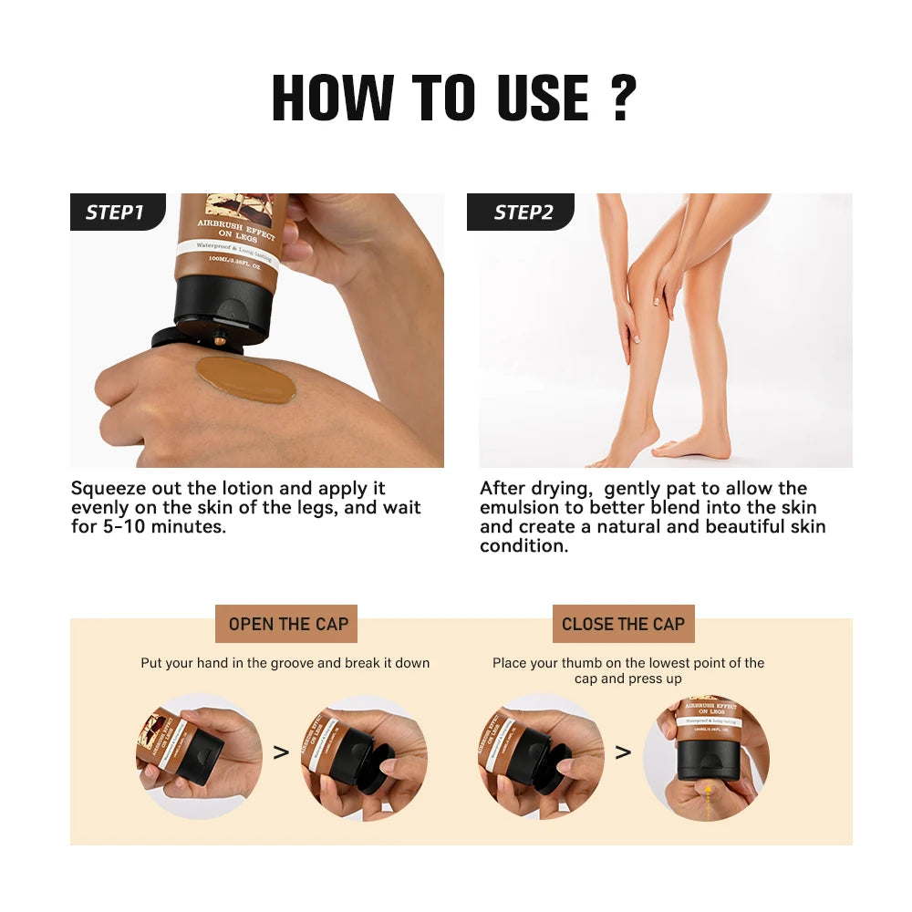 Lakerain Leg Makeup 100ML Long Lasting Moisturizing Waterproof Anti Transfer Concealer Even Skin Tone Body Foundation Leg Makeup