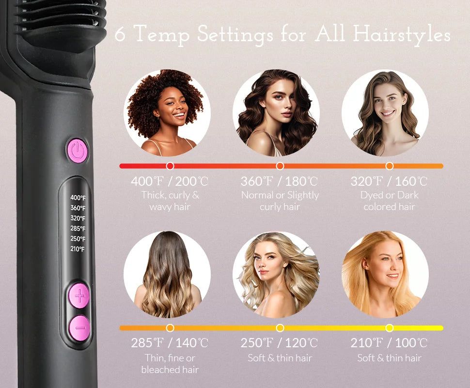 Oudim Hair Straightener Brush With Six Temperature Settings