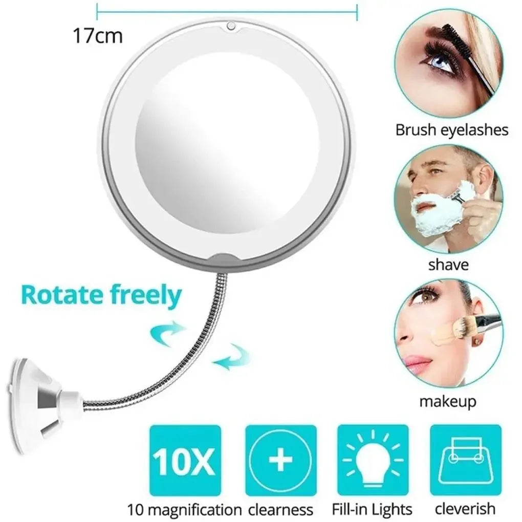Rotating Makeup Mirror With LED Light Magnifying Tool
