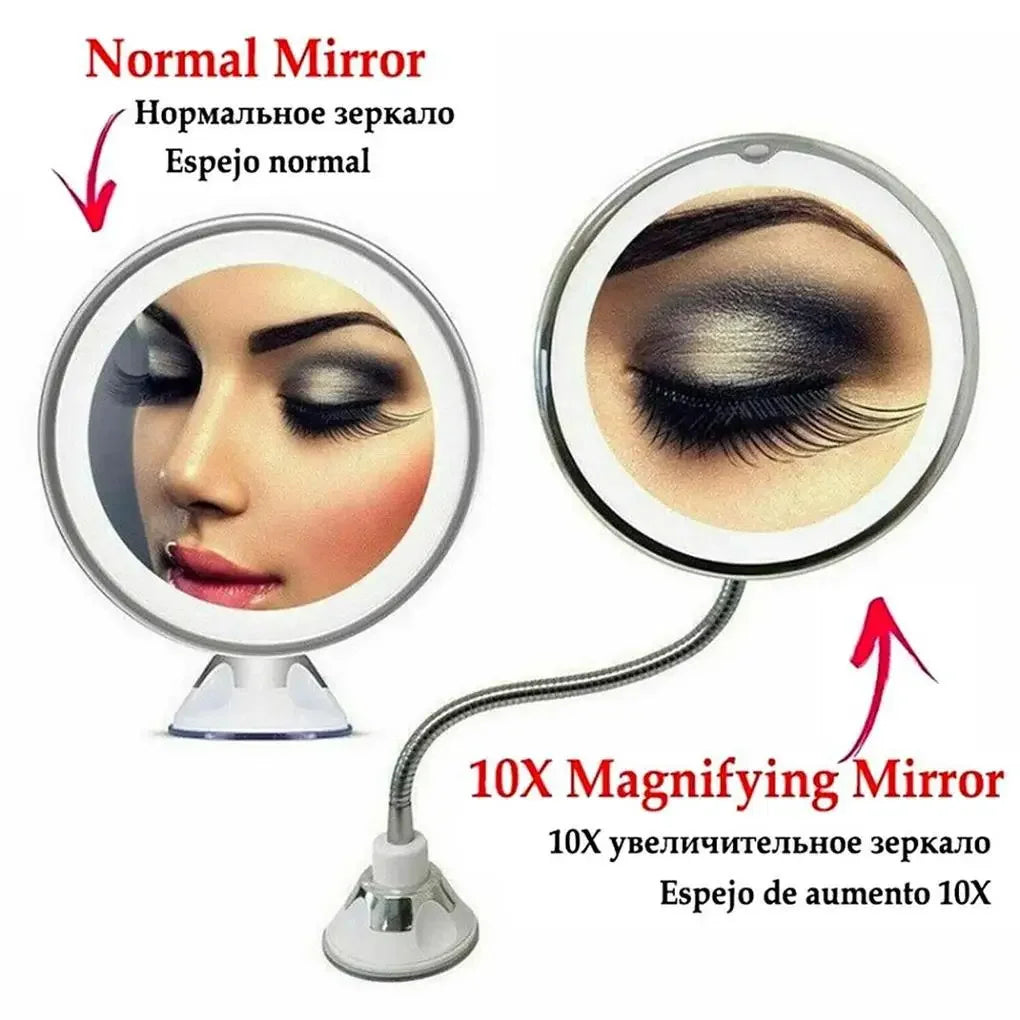 Rotating Makeup Mirror With LED Light Magnifying Tool