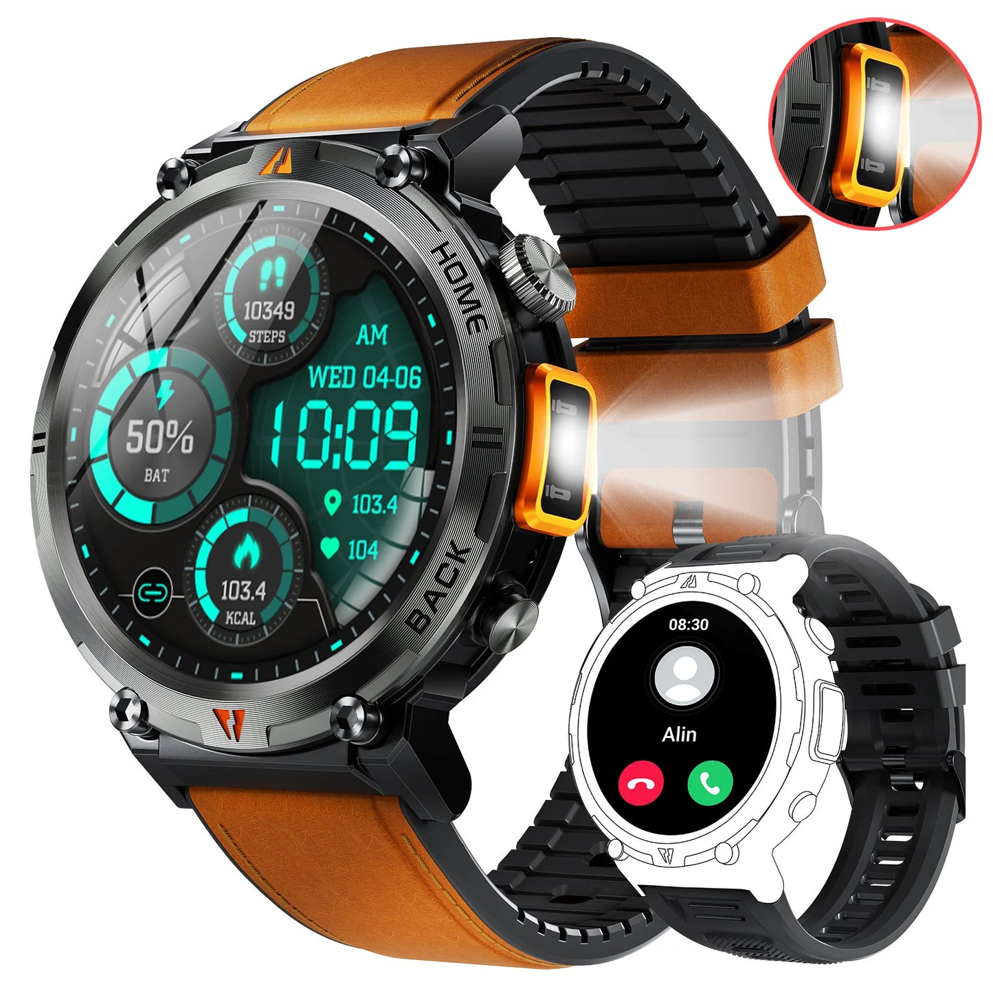 EIGIIS KE3 Smartwatch for Men Bluetooth Call Health Monitor